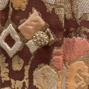 Vintage 50’s 60’s Metallic Brocade Coat Jackie O. Rhinestone Buttons